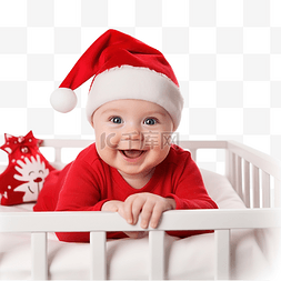 育儿玩具图片_圣诞照片：一个穿着圣诞老人服装