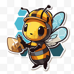 蜜蜂贴纸与蜜蜂 向量