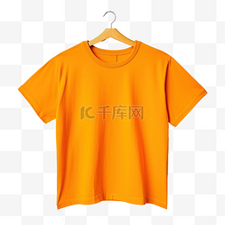 衣服橙色衬衫图片_带衣架的橙色 T 恤