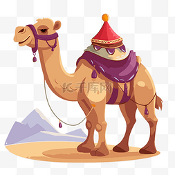 骆驼剪贴画卡通骆驼坐在沙漠中的
