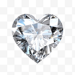 心形水晶图片_闪亮的心形如钻石晶体的 3D 插图