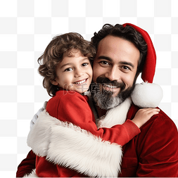 派对庆典图片_穿着圣诞老人服装和胡子的小男孩