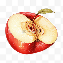 一半苹果图片_一半的苹果插画