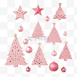粉红色表面上以圣诞树形状布置的