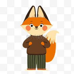 动物边框插图图片_可爱穿毛衣的狐狸