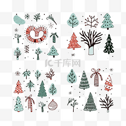 圣诞边框矢量图片_快乐圣诞贺卡与冬季剪贴画手绘矢