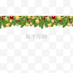 绿色圣诞装饰图片_圣诞灯球植物金色边框