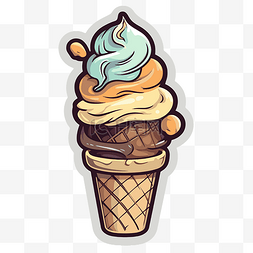 一个冰淇淋甜筒贴纸，上面有冰淇