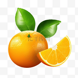 隔图片_橙色水果和切片半叶分离