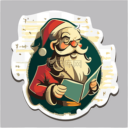 卡通圣诞老人读一首歌剪贴画 向