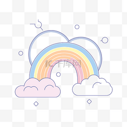 彩虹平面线条图片_彩虹和云的简单线条图形 向量