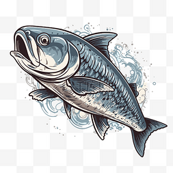大海鲢剪贴画 水中鱼卡通的插图 
