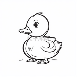 可爱的小卡通鸭被画在白色的表面