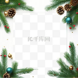 圣诞快乐框架图片_圣诞快乐框架，配有绿松树和圣诞
