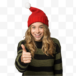 庆祝圣诞假期的女孩用手指着你