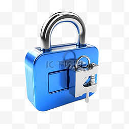 金属商业图片_3d 渲染蓝色开锁隔离