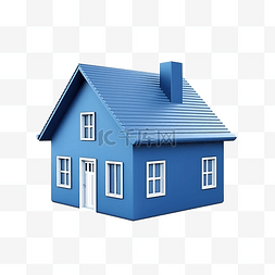 3d 最小蓝屋房地产概念 3d 渲染插