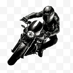 骑哈雷图片_黑色和白色摩托车骑手没有背景