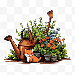 浇灌植物图片_用于在花园里浇灌植物的园艺设备