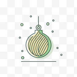 绿色圣诞饰品扁线图标插画 向量