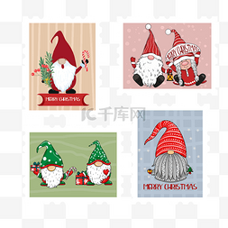 圣诞侏儒邮票组合帽子