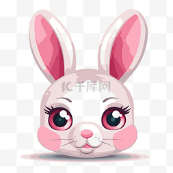 粉红色的兔子图片_可愛的兔子臉 向量