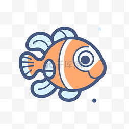 小丑鱼图标图片_小丑鱼的彩色线条图标 向量