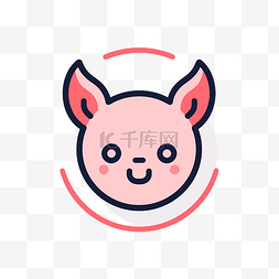 带有粉红色和圆圈的猪头图标 向
