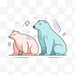 两只北极熊排成一排 向量