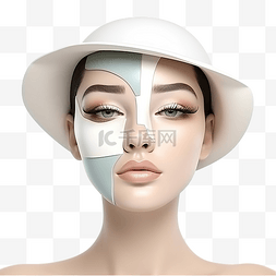 玻璃面图片_脸部化妆化妆品3D人物插画