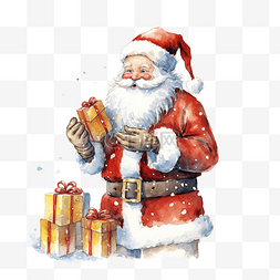 雪地里的圣诞礼物图片_手绘插画圣诞圣诞老人在雪地里送