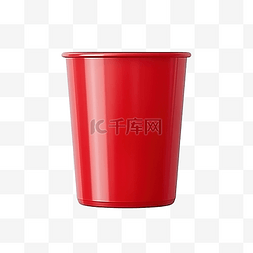 红色容器图片_空的红色塑料杯与反射地板隔离用