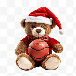 篮球圣诞图片_泰迪熊与红色圣诞球和篮球圣诞泰