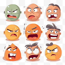 情绪剪贴画卡通愤怒的橙色图释设