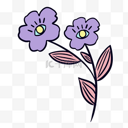 紫色花卉插画图片_紫色可爱小花