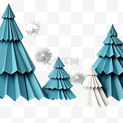 白色和蓝色的纸折纸圣诞树组成