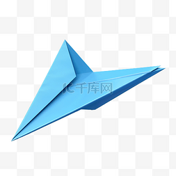 蓝色纸飞机 3d 插图
