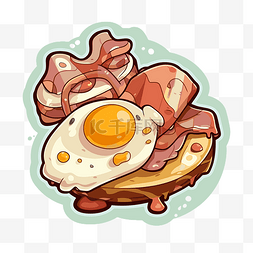 早餐图标与鸡蛋和培根剪贴画 向