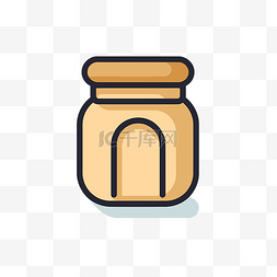 白色背景上果酱罐的食物图标 向