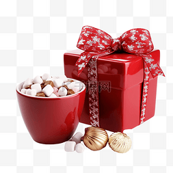 糖饼干图片_红色陶瓷杯用可可和棉花糖