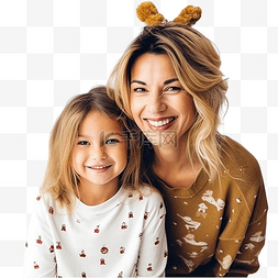圣诞节期间妈妈和女儿的肖像