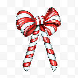 铅笔涂鸦图片_手绘涂鸦圣诞糖果手杖与丝带蝴蝶