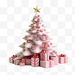 圣诞快乐 3d 树和礼品盒插图