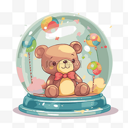 透明玩具剪贴画泰迪熊在雪球里，