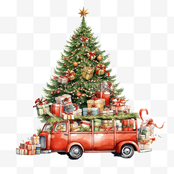 圣诞快乐树运输商在圣诞节晚上为