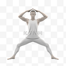 做瑜伽姿势的人的 3d 插图