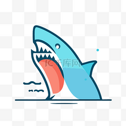 鲨鱼将嘴伸入水中的图标 向量