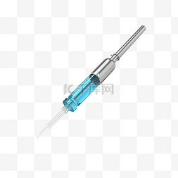 疫苗接種图片_注射器 3D 模型卡通风格渲染插图