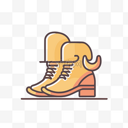线条图标中的靴子黄色 向量