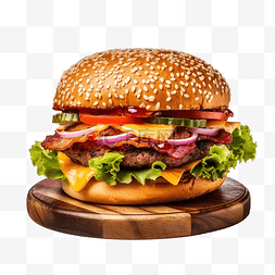 汉堡奶酪图片_自制的烤培根猪肉汉堡包含蔬菜奶